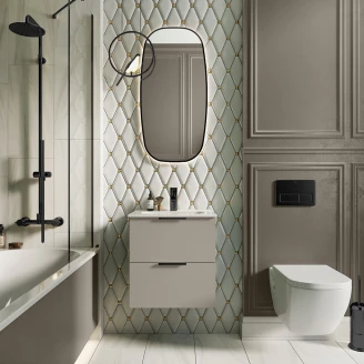 Tvättställsskåp <strong>Opus</strong>  Dimmgrå Matt 50x36 cm med Handfat Vit Blank