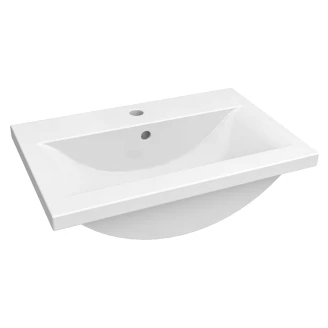 Tvättställsskåp <strong>Brook</strong>  Vit Blank 60x38 cm med Handfat Vit & Handtagen Guld