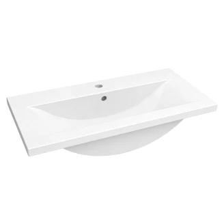 Tvättställsskåp <strong>Brook</strong>  Svart Ek Matt 80x38 cm med Handfat Vit & Handtagen Krom