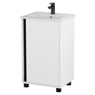 Tvättställsskåp <strong>Modo</strong>  Vit Matt 50 cm med Handfat Vit Blank Höger
