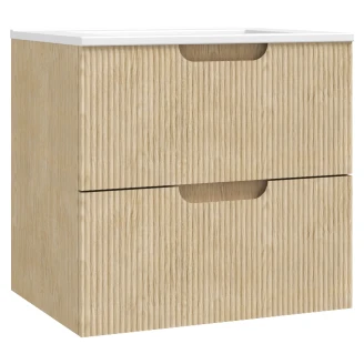 Tvättställsskåp <strong>Asta</strong>  Trä Ljus Matt 60 cm med Handfat Vit Blank