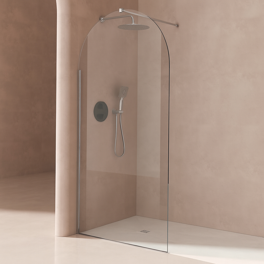 Duschvägg Amelise Krom Blank 8 mm 100x210 cm + Profilpaket