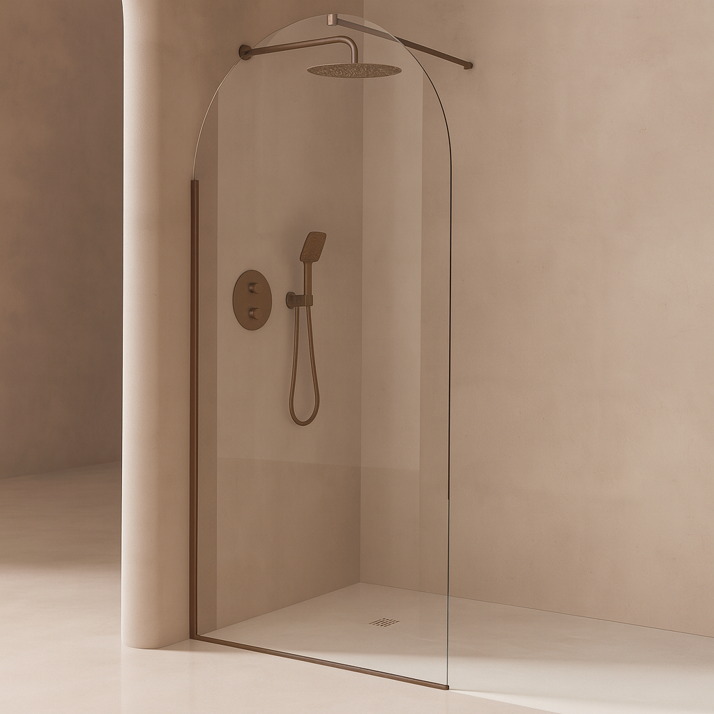 Duschvägg Amelise Brons Matt 8 mm 100x210 cm + Profilpaket