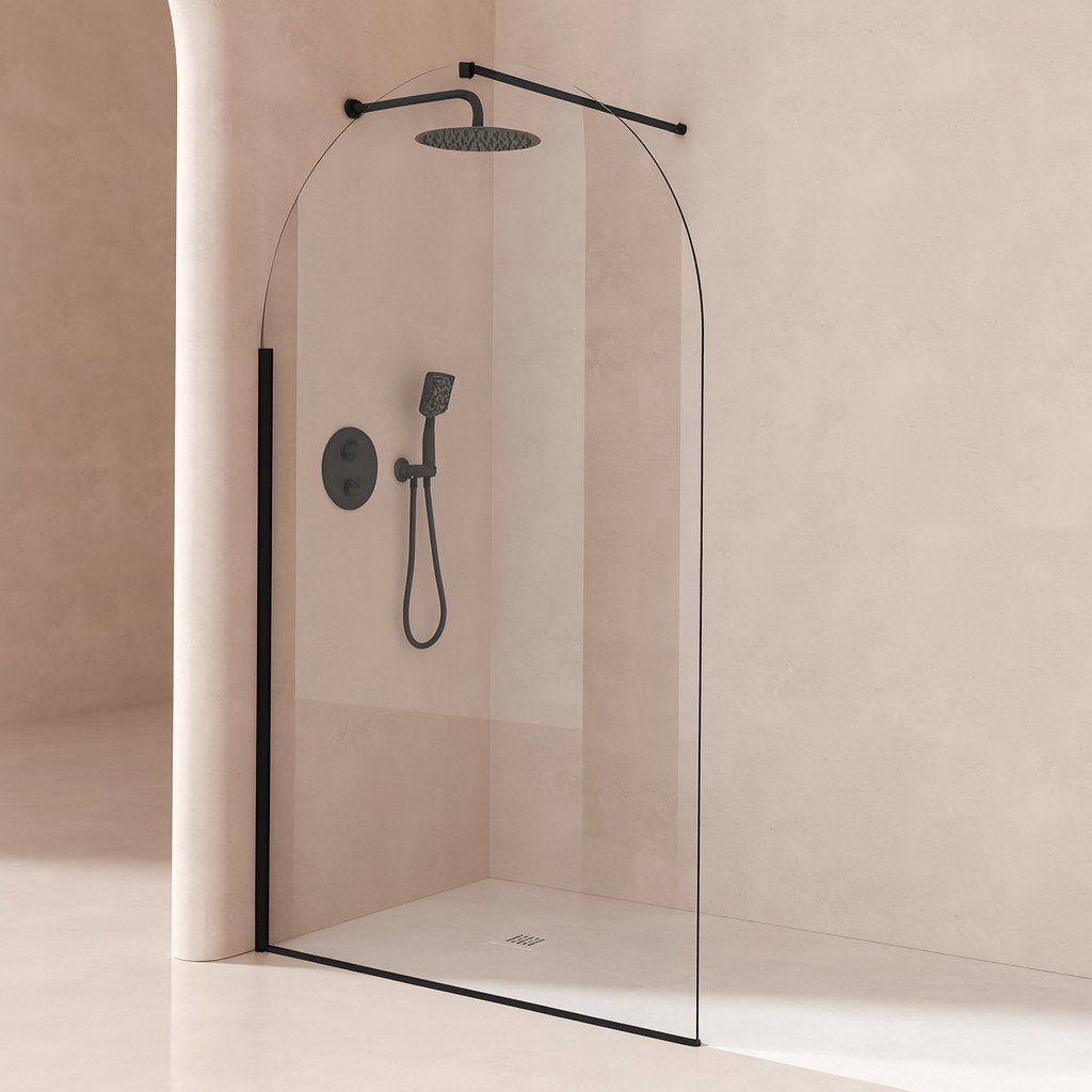 Duschvägg Amelise Svart Matt 8 mm 120x210 cm + Profilpaket