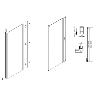 Duschvägg <strong>Echelle</strong>  Krom Blank 80 cm