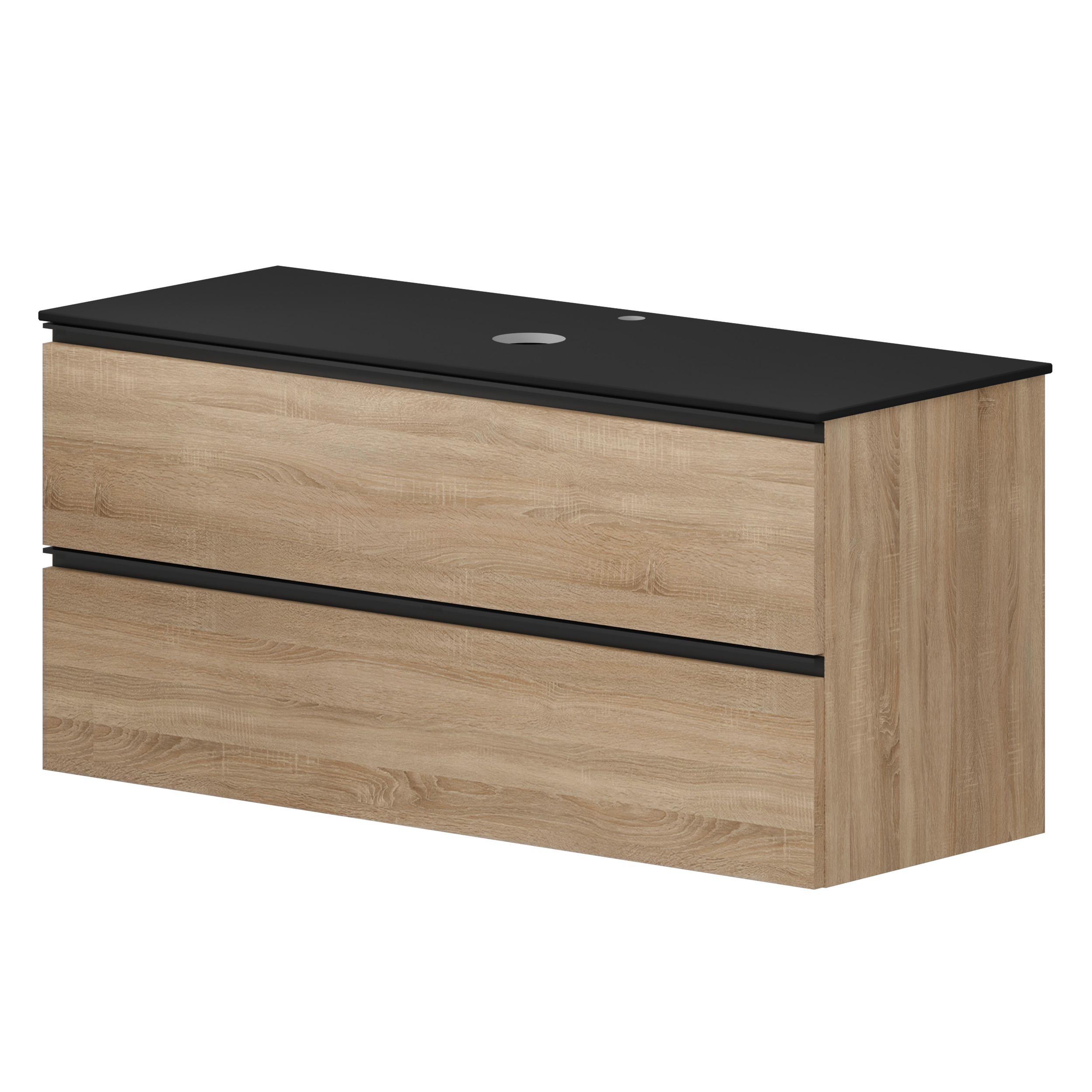 Tvättställsskåp Ek Luna Trä 120 cm med Cosentino Bänkskiva Dekton Svart Matt