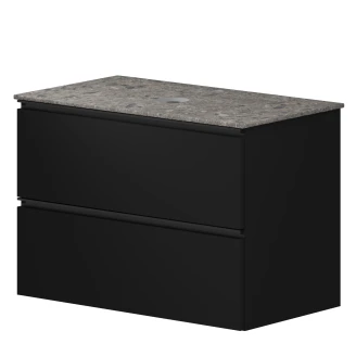 Tvättställsskåp Luna Svart 80 cm med Cosentino Bänkskiva Dekton Ceppo Matt