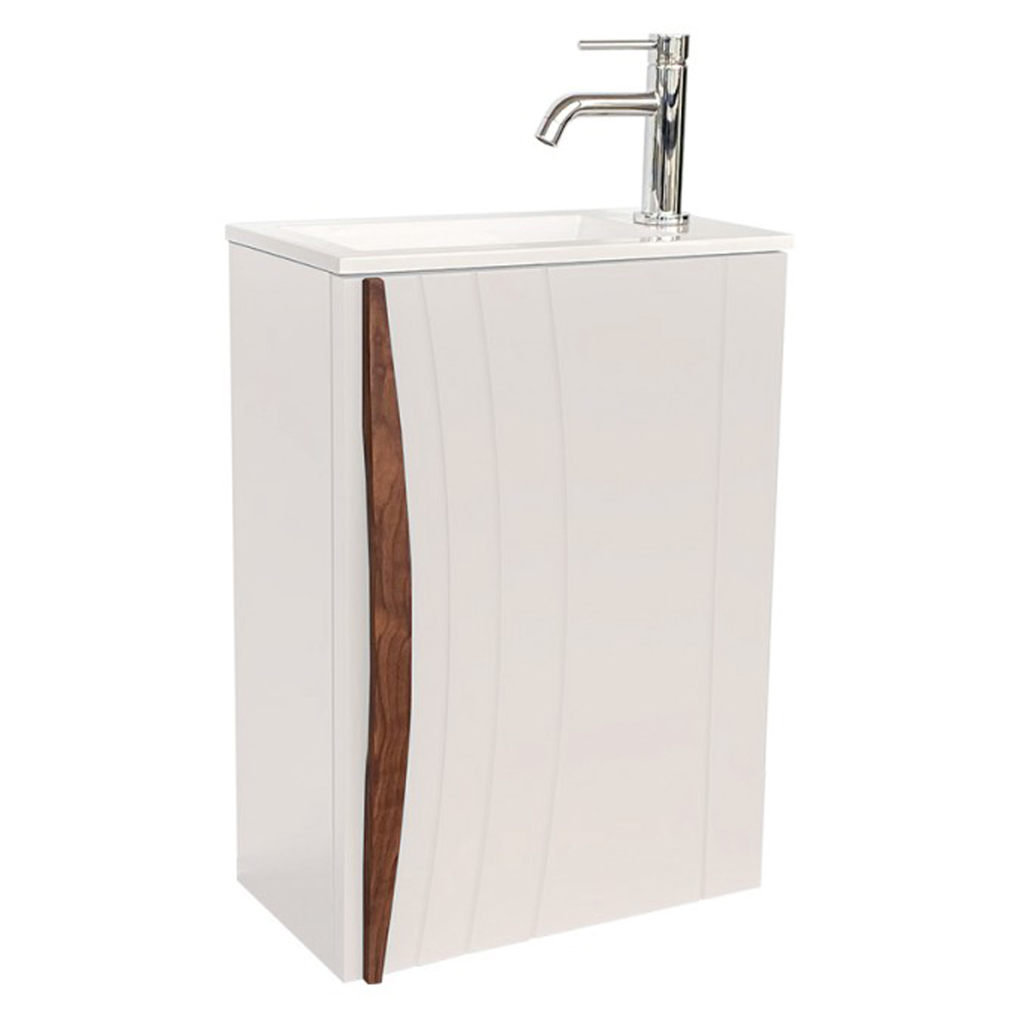 Tvättställsskåp Avela Beige Matt med Handfat Vit