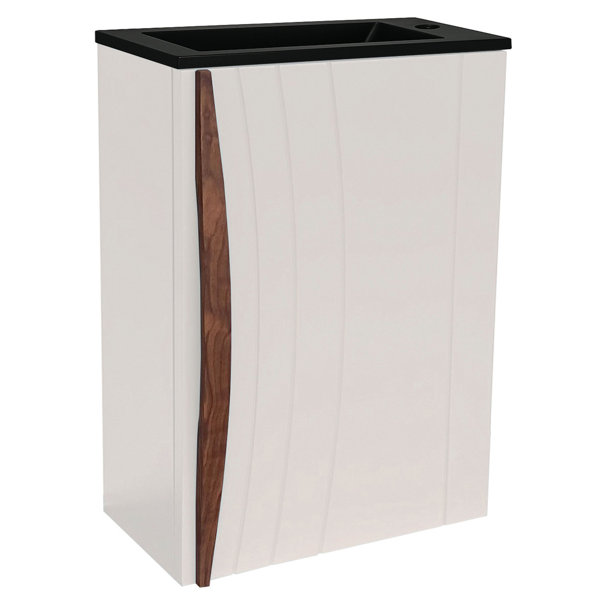 Tvättställsskåp Avela Beige Matt med Handfat Svart