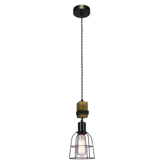 Hängande Lampa <strong>Pontel</strong>  Uno Svart, Trä Matt