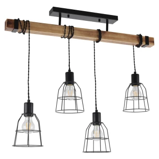 Hängande Lampa <strong>Pontel</strong>  Quadra Svart, Trä Matt