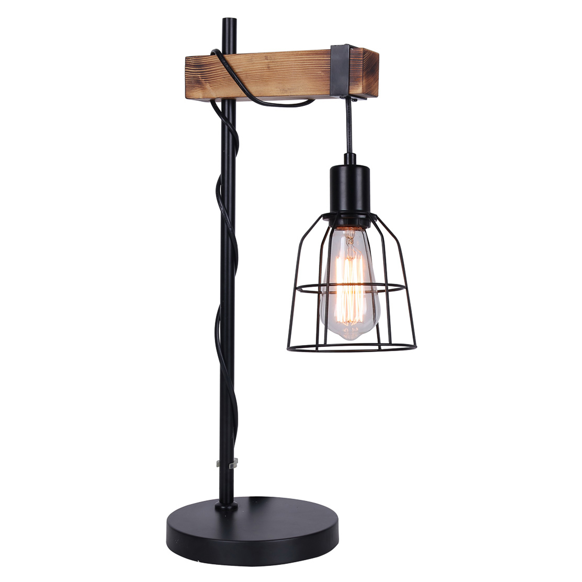 Bordslampa Pontel Svart, Trä Matt