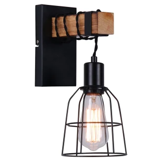 Vägglampa <strong>Pontel</strong>  Svart, Trä Matt