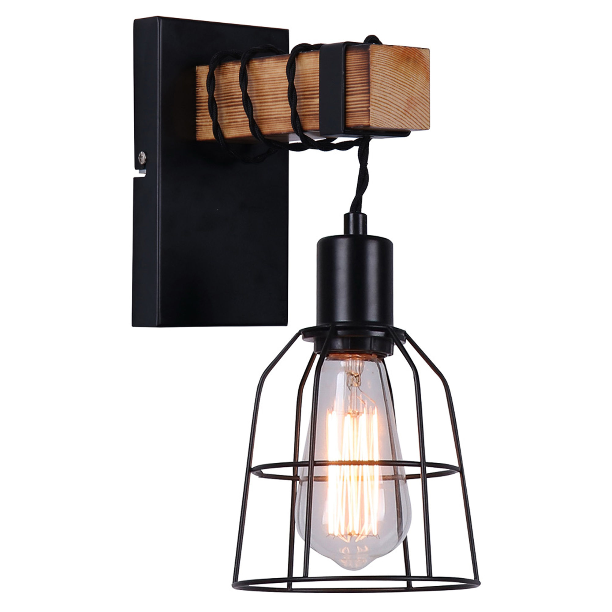 Vägglampa Pontel Svart, Trä Matt