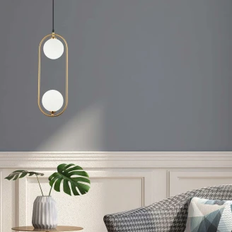 Hängande Lampa <strong>Lumos</strong>  Duo Antikbrons, Vit Matt