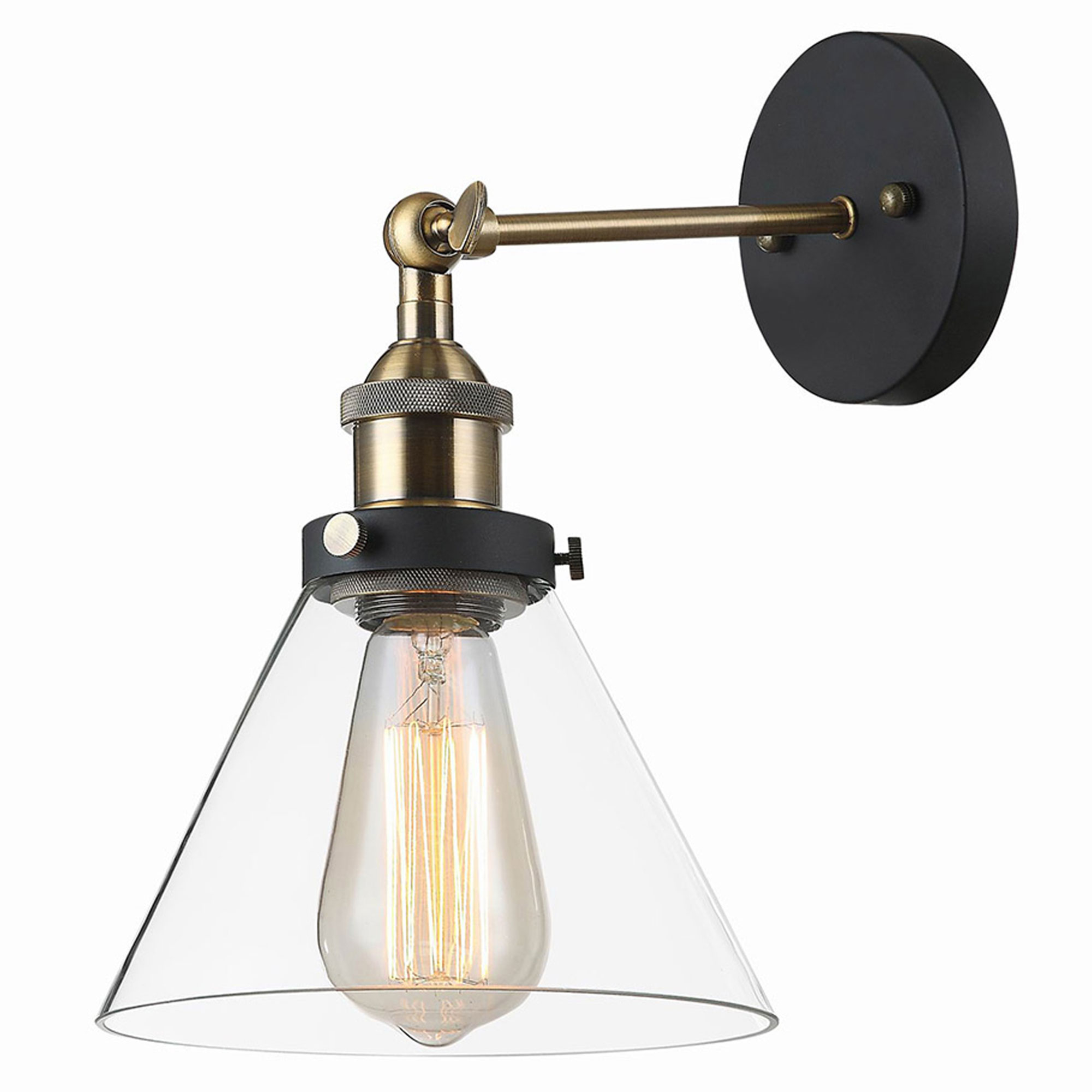 Vägglampa Gretan Transparent, Svart Matt