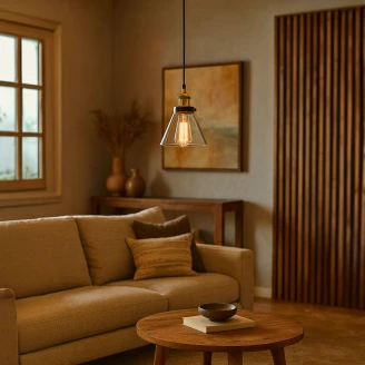 Hängande Lampa <strong>Gretan</strong>  Transparent, Svart Matt