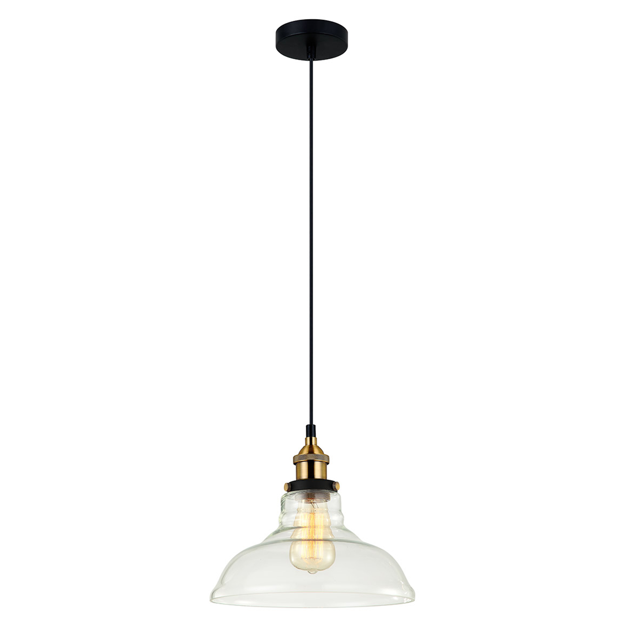 Hängande Lampa Huron Transparent, Svart Matt