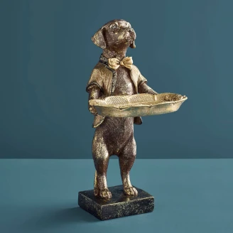 Werner Voss Dekorationsfigur med Hållare <strong>Dog</strong>  Brun, Guld