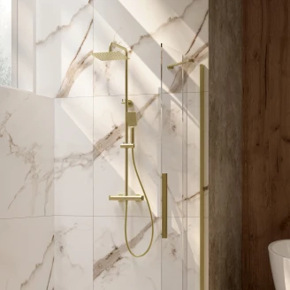 Takduschset med Duschblandare <strong>Therm</strong>  Borstad Guld Matt med Termostat