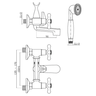Badekarbatteri <strong>Loxley</strong>  Krom Blank