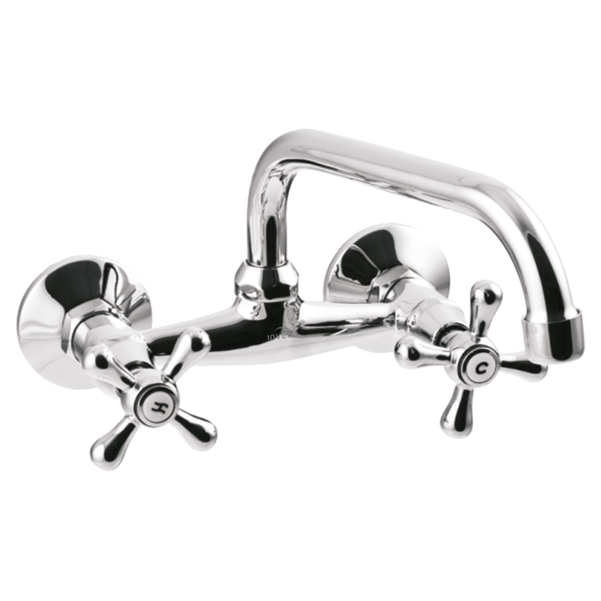 Väggmonterad Tvättställsblandare Loxley 25 cm Krom Blank U-typ