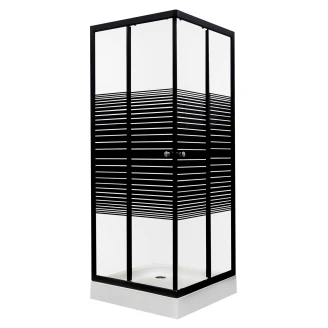 Duschhörn med Duschkar <strong>Azure</strong>  90x90 cm Kvadratisk Svart Matt