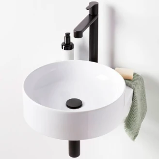 Ravak Tvättställ <strong>Yard</strong>  40 cm med Svart Konsol, Vattenlås och Bottenventil