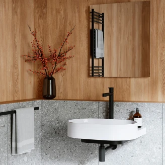 Ravak Tvättställ <strong>Yard</strong>  60 cm med Svart Konsol, Vattenlås och Bottenventil