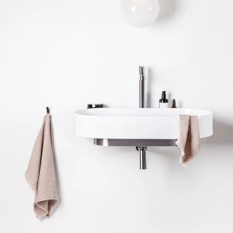 Ravak Tvättställ <strong>Yard</strong>  80 cm med Rostfritt Stål Konsol, Vattenlås och Bottenventil