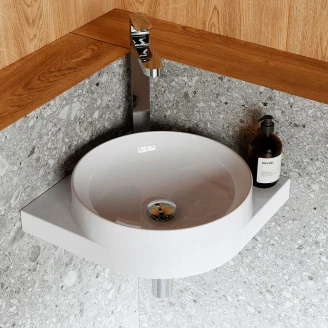 Ravak Tvättställ <strong>Yard</strong>  45 cm med Rostfritt Stål Konsol, Vattenlås och Bottenventil