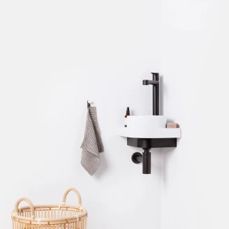 Ravak Tvättställ <strong>Yard</strong>  28 cm med Svart Konsol, Vattenlås och Bottenventil