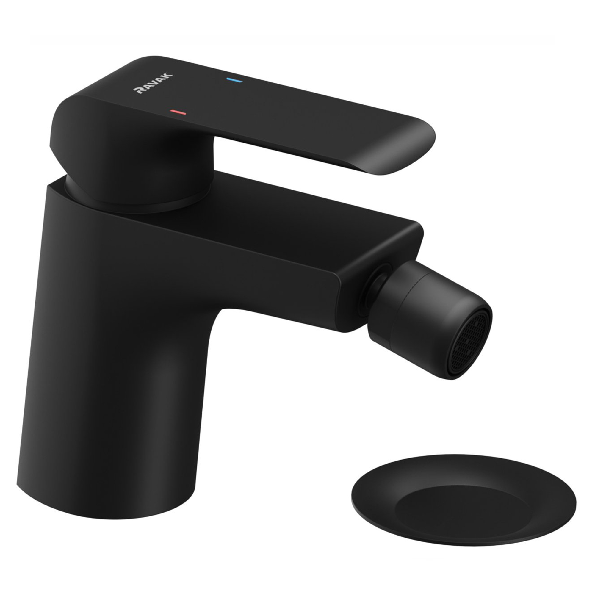 Ravak Bidéblandare Flat Svart Matt med Bottenventil