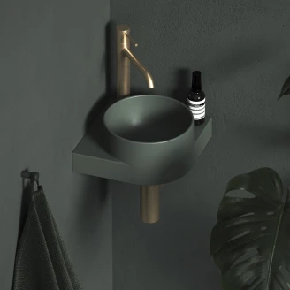 Ravak Tvättställ Grön <strong>Yard</strong>  28 cm med Bottenventil och Svart Konsol