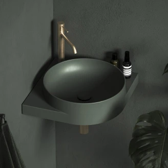 Ravak Tvättställ Grön <strong>Yard</strong>  45 cm med Bottenventil och Rostfritt Stål Konsol