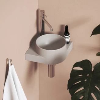 Ravak Tvättställ Ljusgrå <strong>Yard</strong>  28 cm med Bottenventil och Svart Konsol