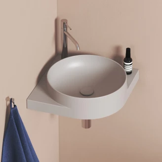 Ravak Tvättställ Ljusgrå <strong>Yard</strong>  45 cm med Bottenventil och Rostfritt Stål Konsol