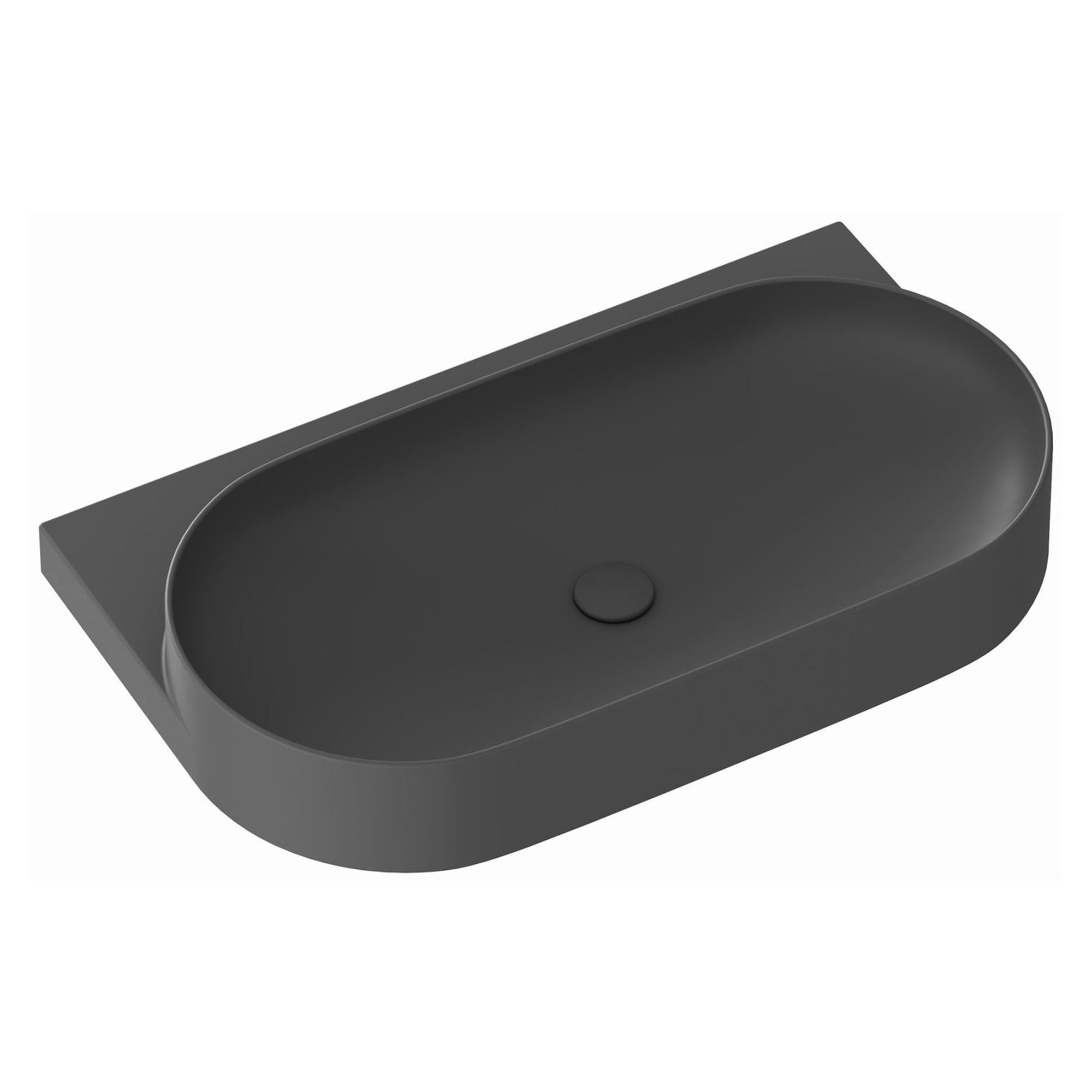 Ravak Tvättställ Antracit Yard 80 cm med Bottenventil och Rostfritt Stål Konsol