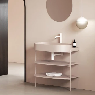 Ravak Tvättställsskåp <strong>Yard</strong>  Alabaster Rosa Matt 80 cm med Handfat & Bottenventil