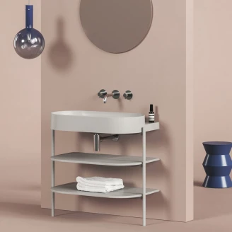 Ravak Tvättställsskåp <strong>Yard</strong>  Ljusgrå Matt 80 cm med Handfat & Bottenventil