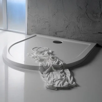 Gjutmarmor Duschkar D-formad <strong>Fjordis</strong>  100x100 cm Vit Blank