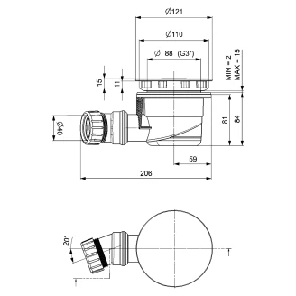 Avlopp för Duschkar Fjordis 90 mm Krom Blank