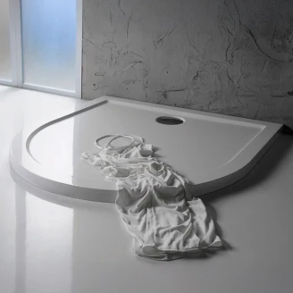 Gjutmarmor Duschkar D-formad <strong>Fjordis</strong>  90x90 cm Vit Blank