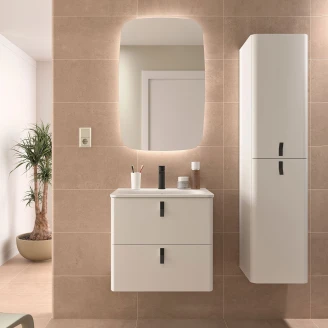 Högskåp <strong>Avrel</strong>  Vit Matt med Handtagen Svart