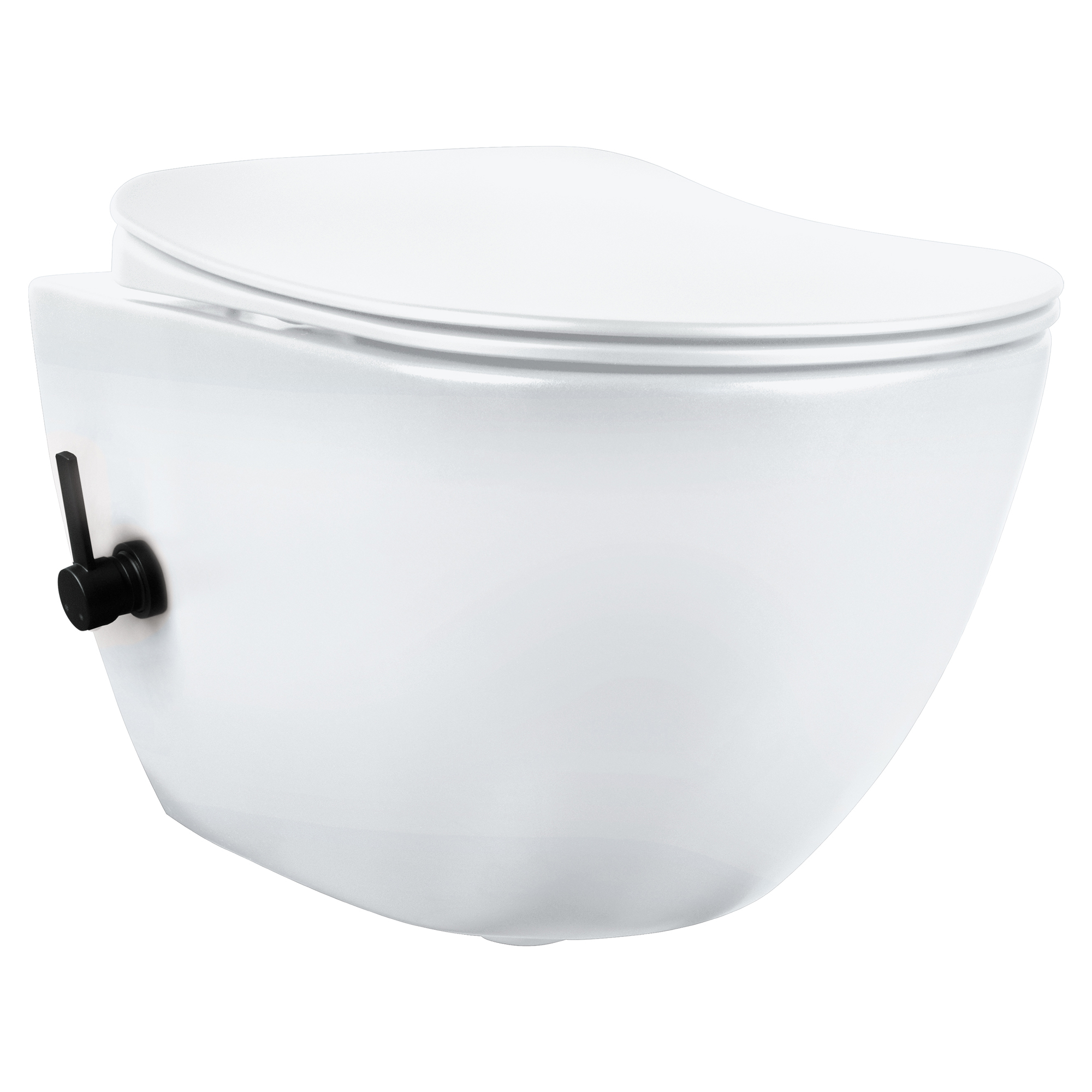 Vägghängd Toalett Peonia Vit-Svart Blank med Bidéfunktion