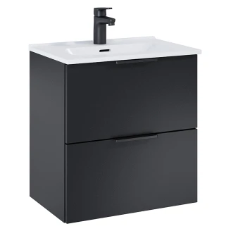Badrumspaket Tvättställsskåp Opus Svart Matt 50 cm med Högskåp, Väggskåp & Spegel