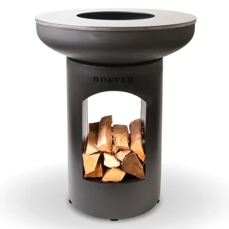 <strong>BonFeu</strong>  Eldstad BonBiza Öppen med Vedstock Svart