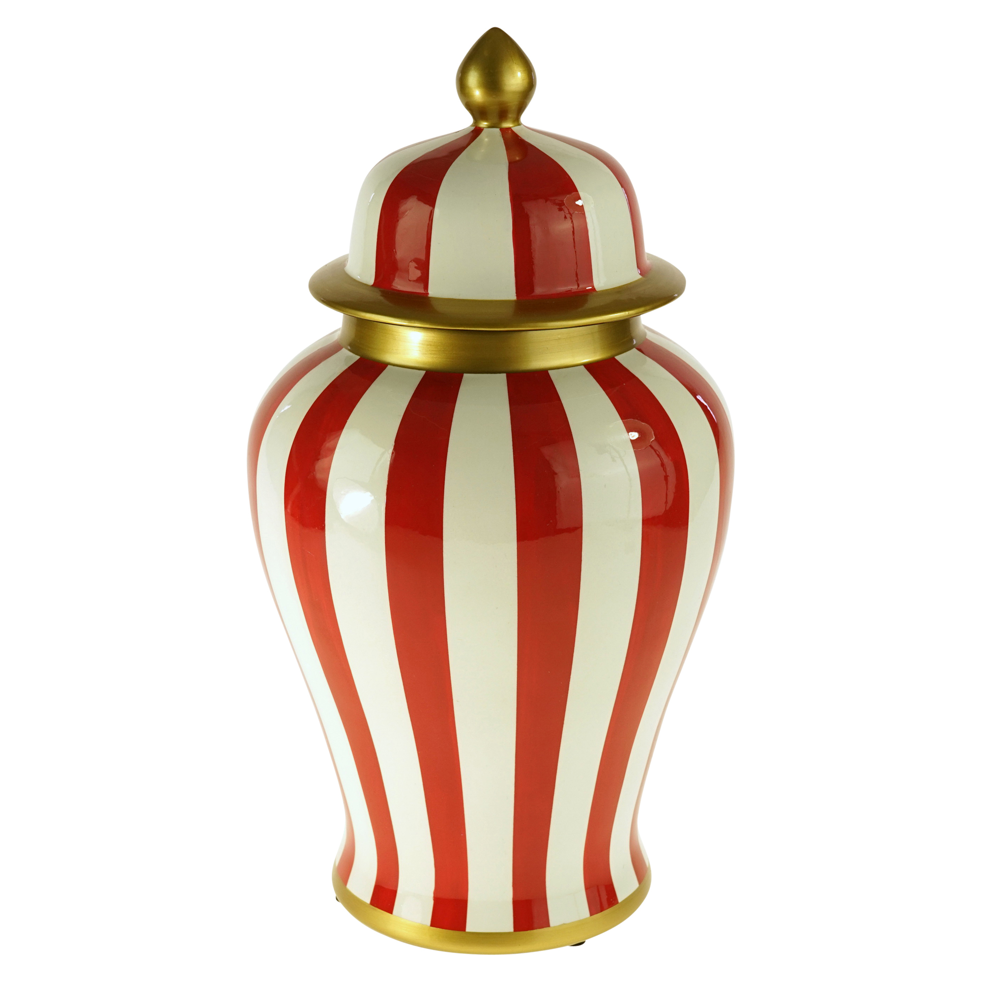 Werner Voss Vas med Lock Striped Röd, Vit Blank