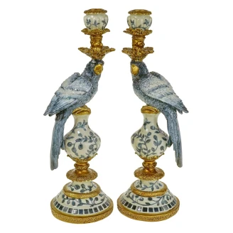 Werner Voss Set med Ljusstakar 2 st <strong>Parrot</strong>  Blå, Guld
