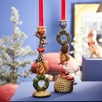 Werner Voss Ljusstakar Squirrel on Wreath Flerfärgad